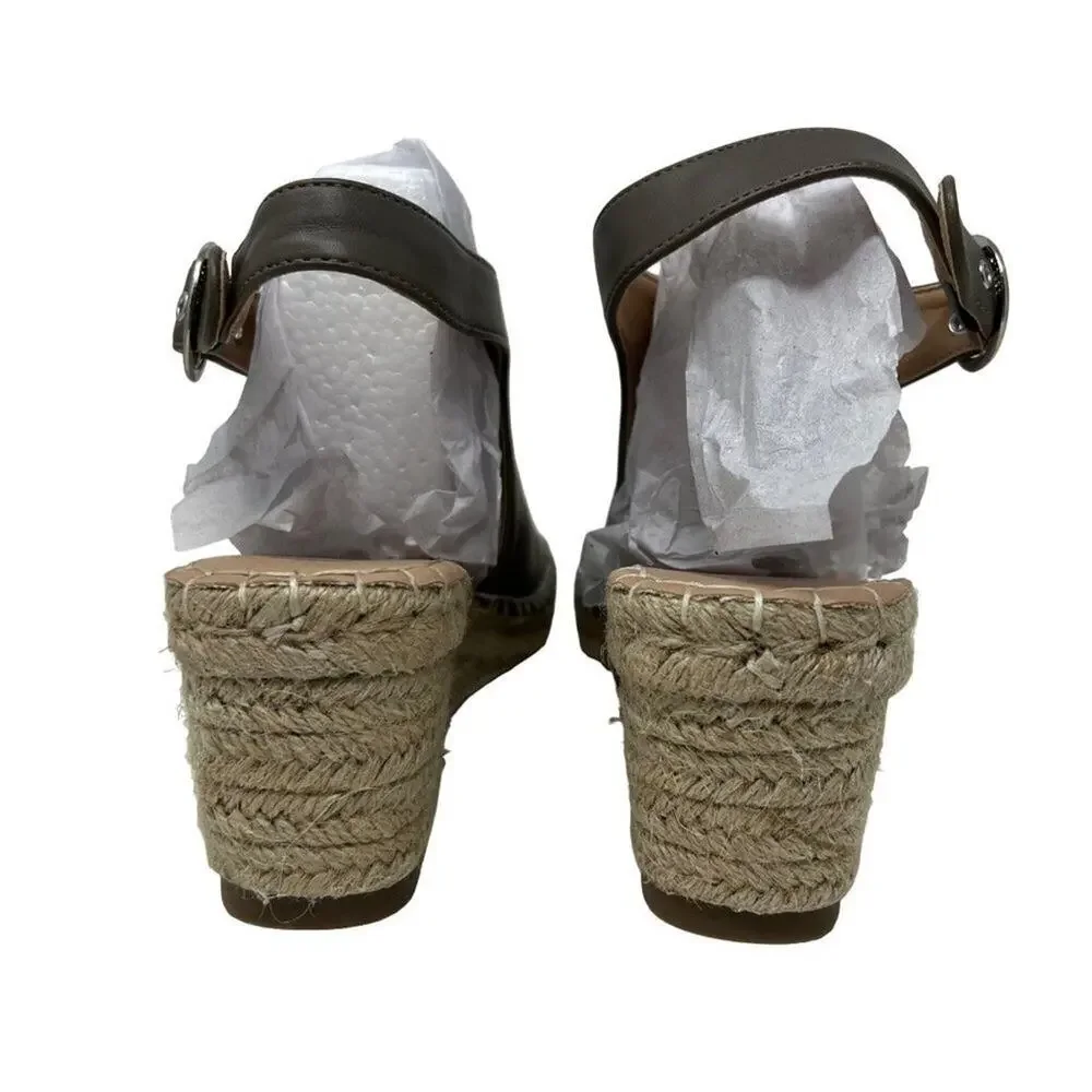 Journee Collection Crew Espadrille Faux Leather Wedges 10